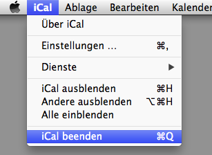 iCal schließen