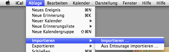 Kalender importieren